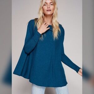 We the Free Lover Ribbed Cutout Sweater Teal Size XS